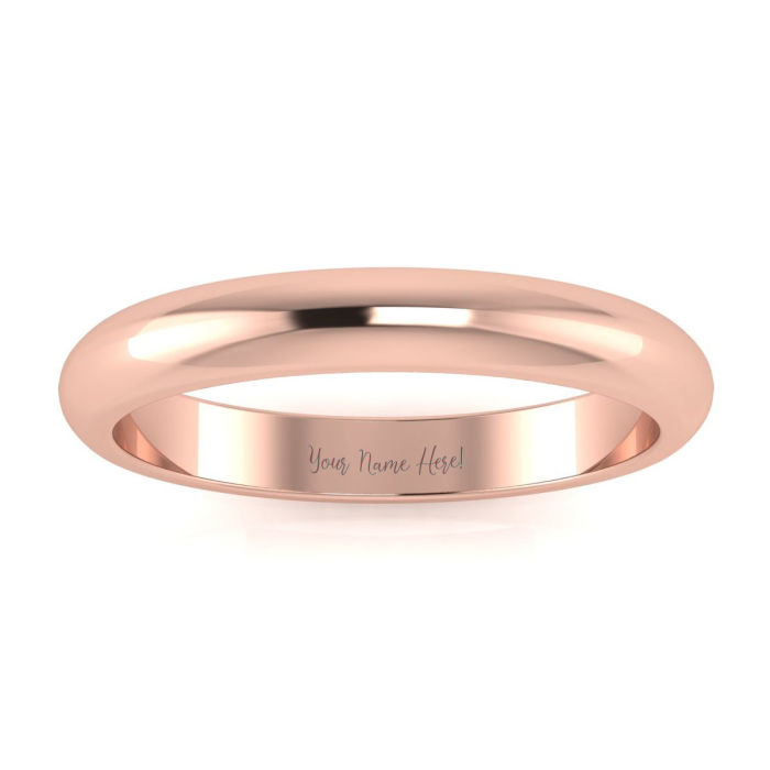 Wedding Bands 14K Rose Gold 3MM Comfort Fit Ladies and Mens Wedding Band Size 9 Free Engraving SuperJeweler